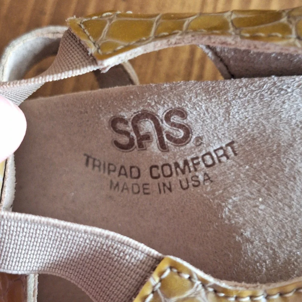 SAS Allegro Mustard Yellow Leather Slingback‎ Sandal Heels Size 8.5N Comfort